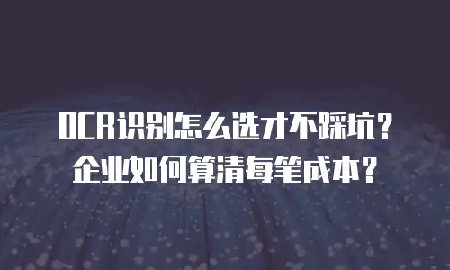 OCR识别怎么选才不踩坑？企业如何算清每笔成本？
