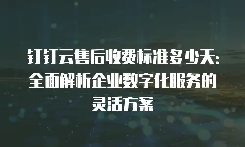 钉钉云售后收费标准多少天：全面解析企业数字化服务的灵活方案