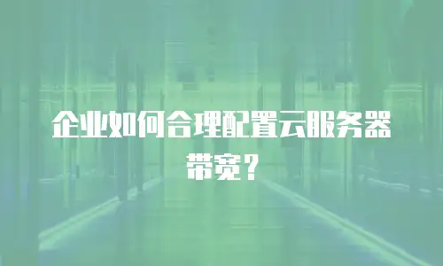 企业如何合理配置云服务器带宽？