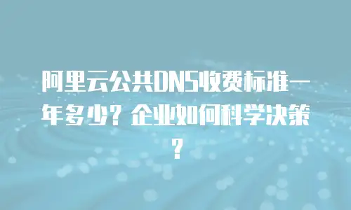 阿里云公共DNS收费标准一年多少？企业如何科学决策？