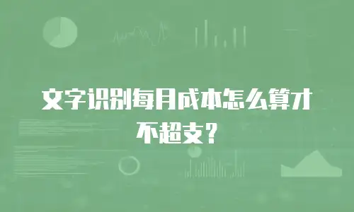 文字识别每月成本怎么算才不超支？
