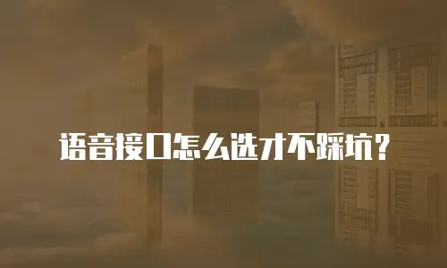 语音接口怎么选才不踩坑？