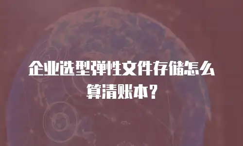 企业选型弹性文件存储怎么算清账本？