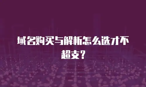 域名购买与解析怎么选才不超支？