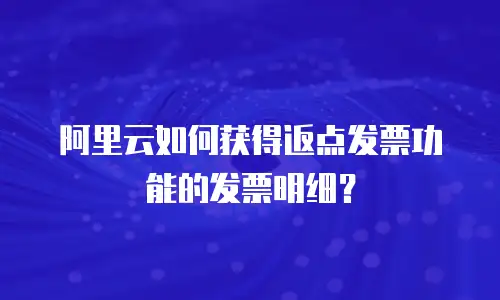 阿里云如何获得返点发票功能的发票明细？