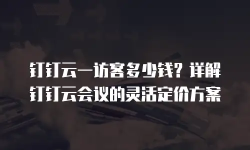 钉钉云一访客多少钱？详解钉钉云会议的灵活定价方案