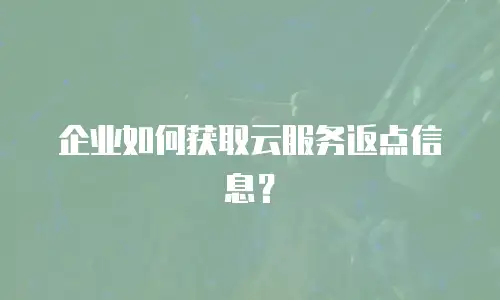 企业如何获取云服务返点信息？
