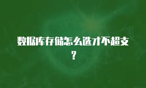 数据库存储怎么选才不超支？