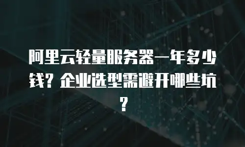 阿里云轻量服务器一年多少钱？企业选型需避开哪些坑？