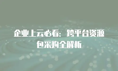 企业上云必看：跨平台资源包采购全解析