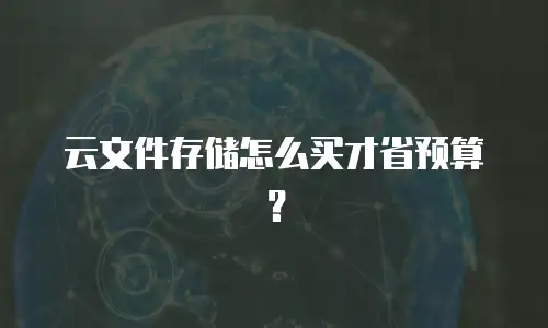 云文件存储怎么买才省预算？