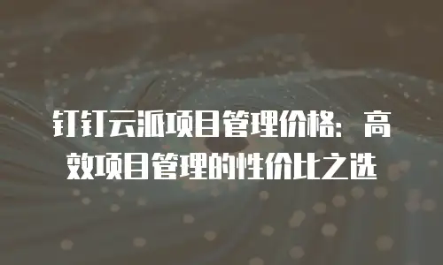 钉钉云派项目管理价格：高效项目管理的性价比之选