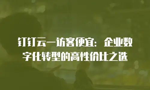 钉钉云一访客便宜：企业数字化转型的高性价比之选