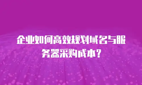 企业如何高效规划域名与服务器采购成本？