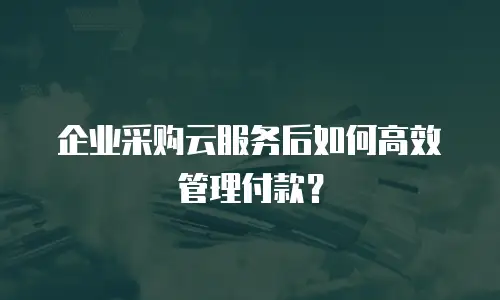 企业采购云服务后如何高效管理付款？