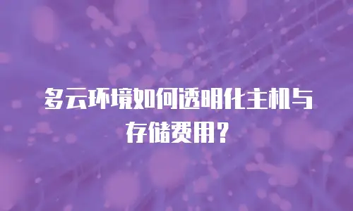 多云环境如何透明化主机与存储费用？