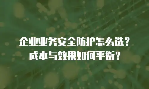 企业业务安全防护怎么选？成本与效果如何平衡？