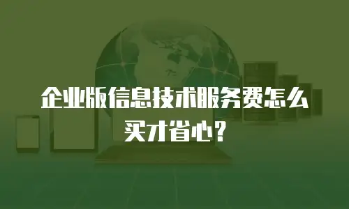 企业版信息技术服务费怎么买才省心？