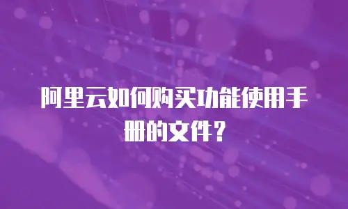 阿里云如何购买功能使用手册的文件？