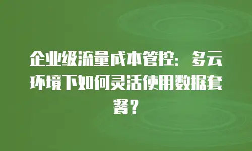 企业级流量成本管控：多云环境下如何灵活使用数据套餐？
