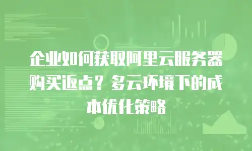 企业如何获取阿里云服务器购买返点？多云环境下的成本优化策略