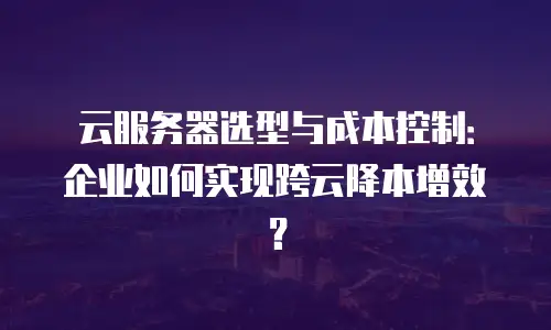 云服务器选型与成本控制：企业如何实现跨云降本增效？