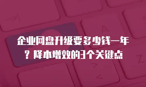 企业网盘升级要多少钱一年？降本增效的3个关键点