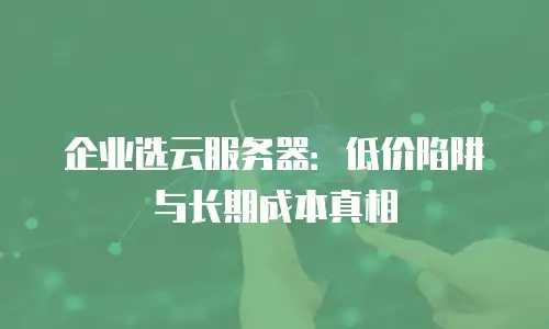 企业选云服务器：低价陷阱与长期成本真相
