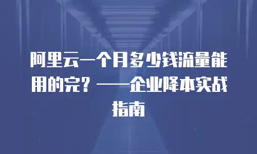 阿里云一个月多少钱流量能用的完？——企业降本实战指南
