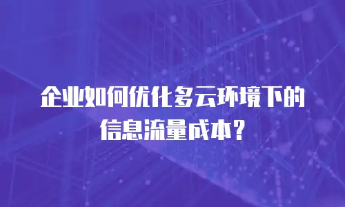 企业如何优化多云环境下的信息流量成本？