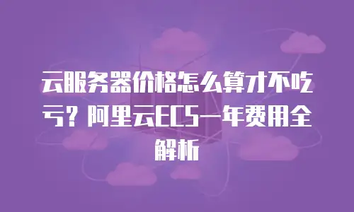 云服务器价格怎么算才不吃亏？阿里云ECS一年费用全解析