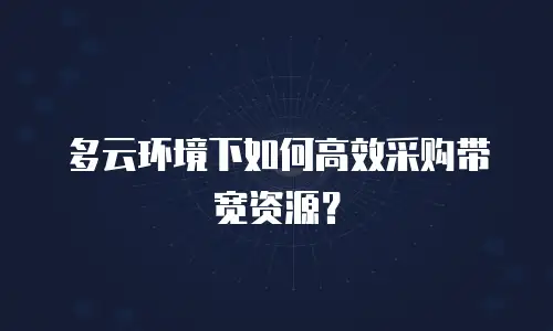 多云环境下如何高效采购带宽资源？