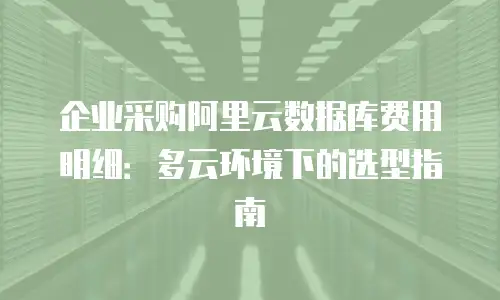 企业采购阿里云数据库费用明细：多云环境下的选型指南