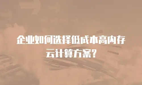 企业如何选择低成本高内存云计算方案？