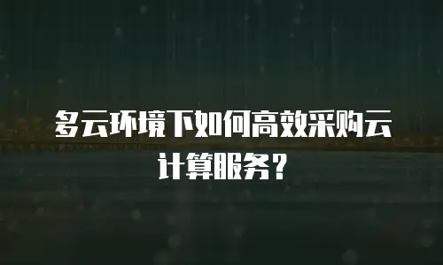 多云环境下如何高效采购云计算服务？