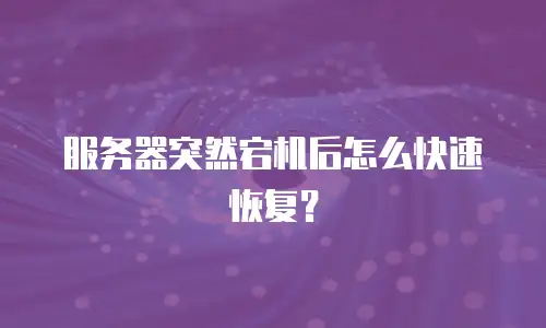 服务器突然宕机后怎么快速恢复？