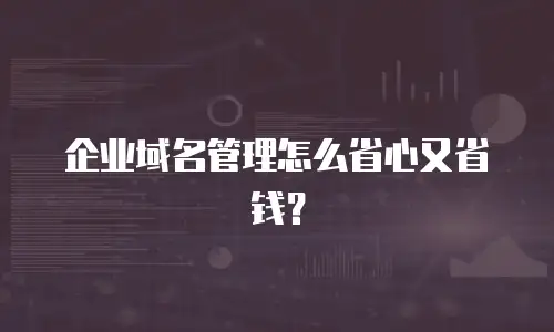 企业域名管理怎么省心又省钱？