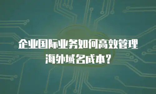 企业国际业务如何高效管理海外域名成本？