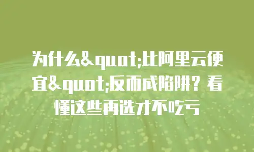 为什么"比阿里云便宜"反而成陷阱？看懂这些再选才不吃亏