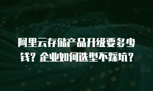 阿里云存储产品升级要多少钱？企业如何选型不踩坑？
