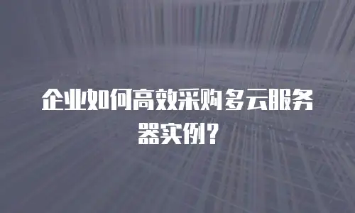 企业如何高效采购多云服务器实例？