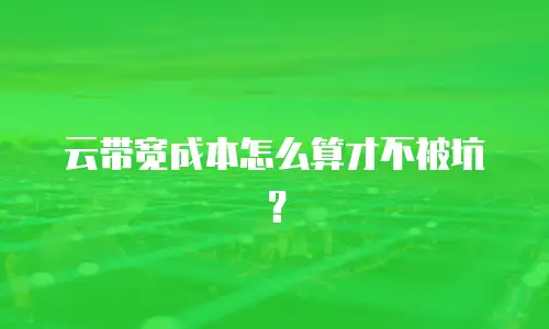 云带宽成本怎么算才不被坑？