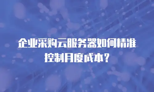 企业采购云服务器如何精准控制月度成本？