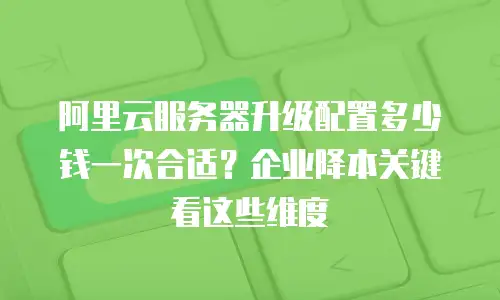 阿里云服务器升级配置多少钱一次合适？企业降本关键看这些维度
