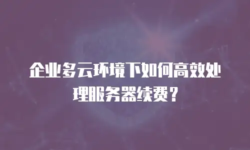 企业多云环境下如何高效处理服务器续费？