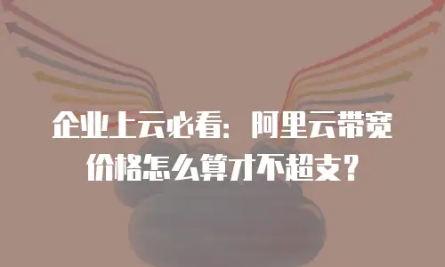 企业上云必看：阿里云带宽价格怎么算才不超支？