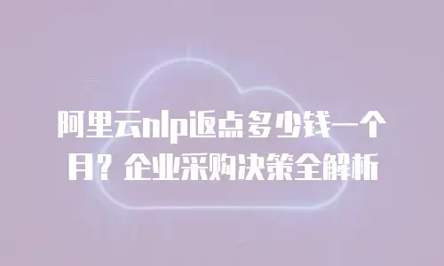 阿里云nlp返点多少钱一个月？企业采购决策全解析