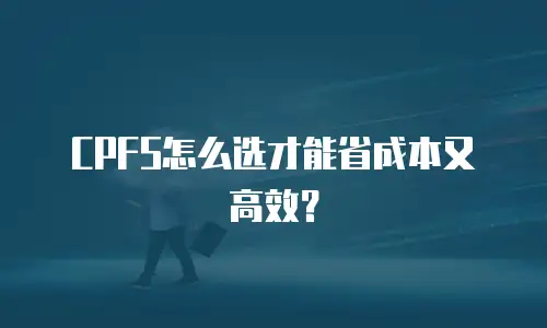 CPFS怎么选才能省成本又高效？