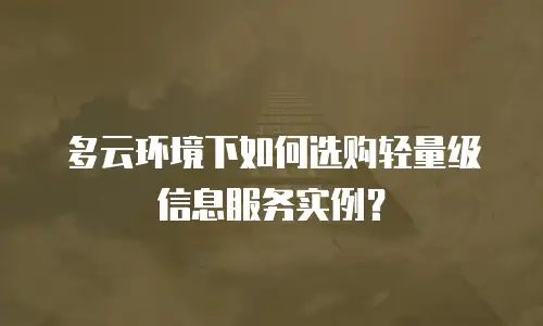 多云环境下如何选购轻量级信息服务实例？