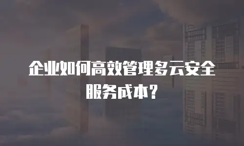 企业如何高效管理多云安全服务成本？